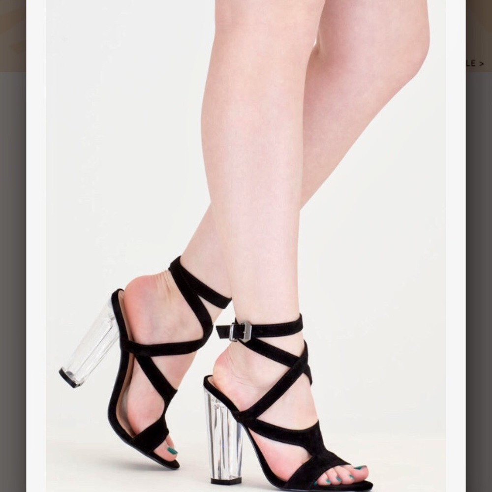 So Transparent Chunky Wraparound Heels